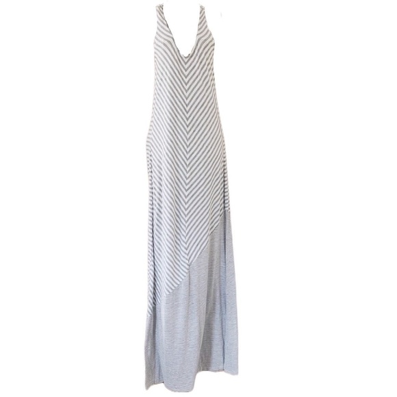 Cynthia Rowley Dresses & Skirts - 𝅺cynthia Rowley Grey & White Striped Twist T-Back Halter Maxi Dress Size Small
